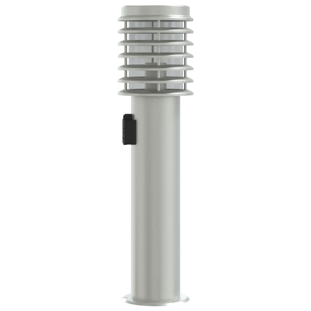 vidaXL Lampa ogrodowa na słupku, z gniazdkiem, srebrna, 60 cm, stal