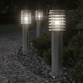 vidaXL Lampa ogrodowa na słupku, z gniazdkiem, srebrna, 60 cm, stal