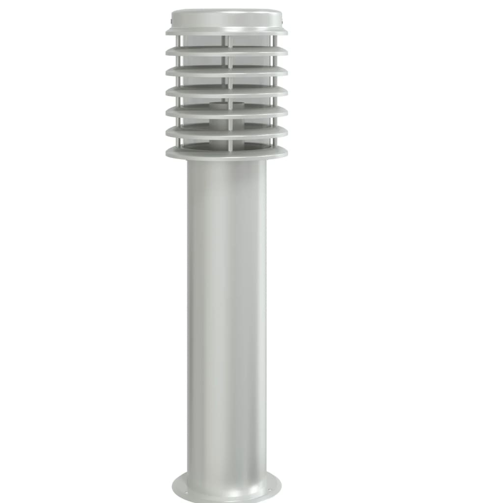 vidaXL Lampy ogrodowe na słupku, z gniazdkiem, 3 szt., srebrne, 60 cm