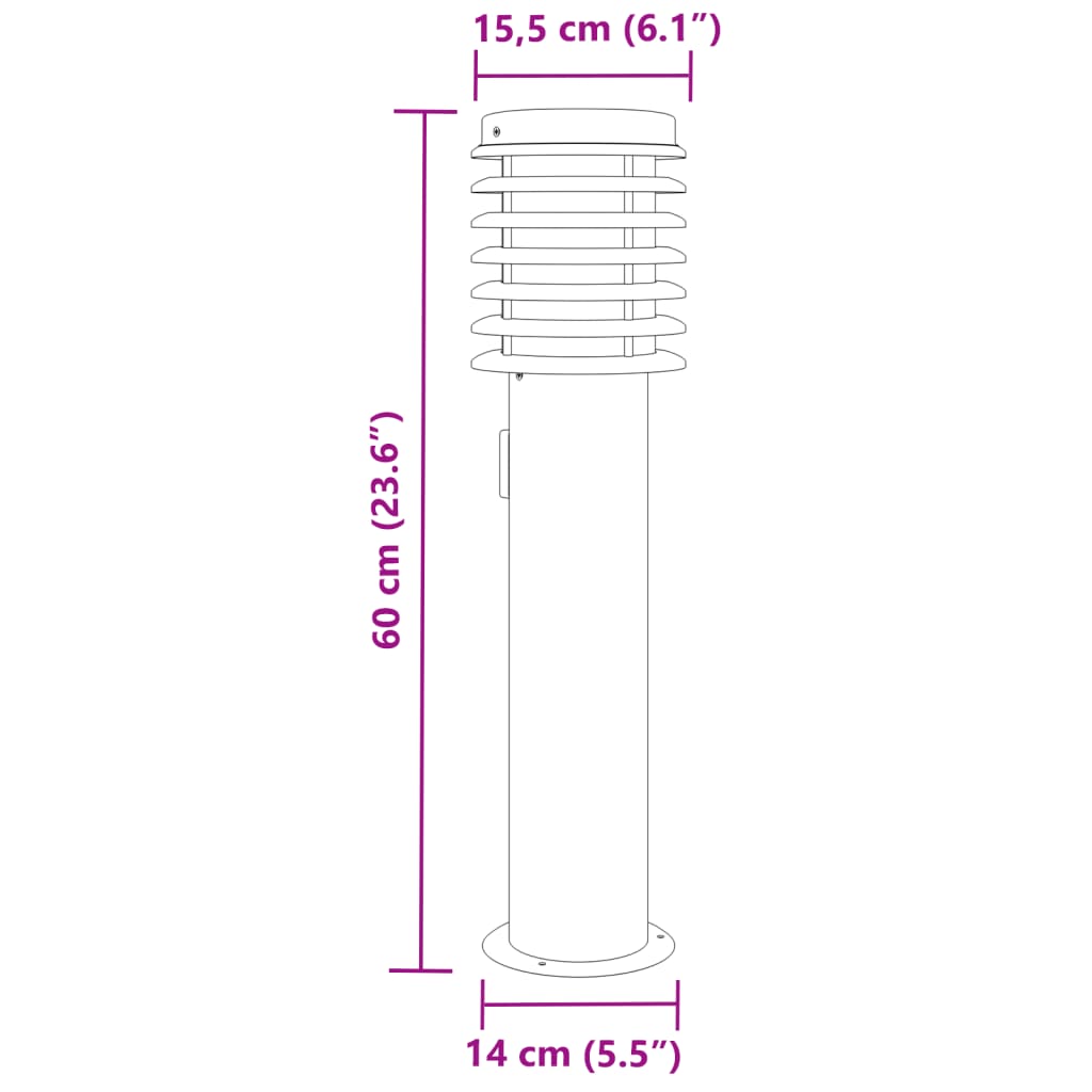 vidaXL Lampy ogrodowe na słupku, z gniazdkiem, 3 szt., srebrne, 60 cm