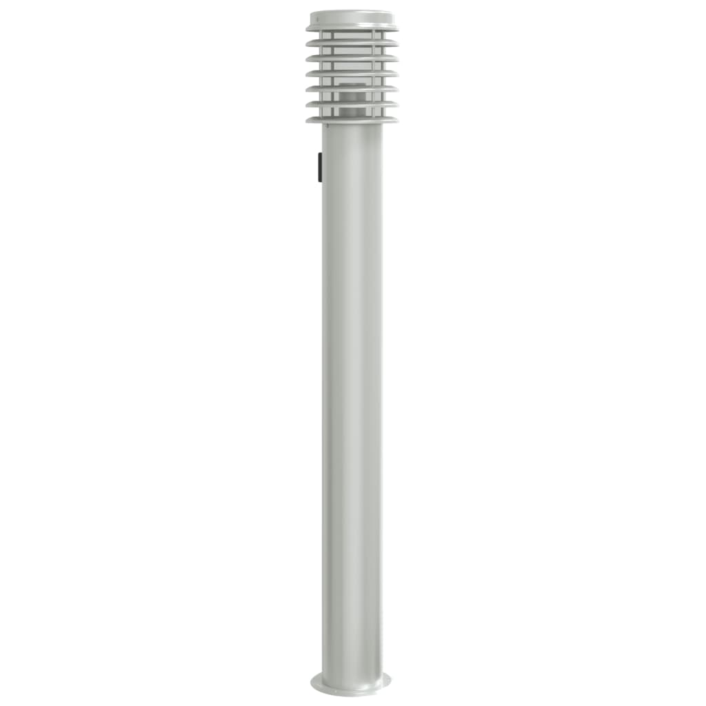 vidaXL Lampa ogrodowa na słupku, z gniazdkiem, srebrna, 110 cm, stal