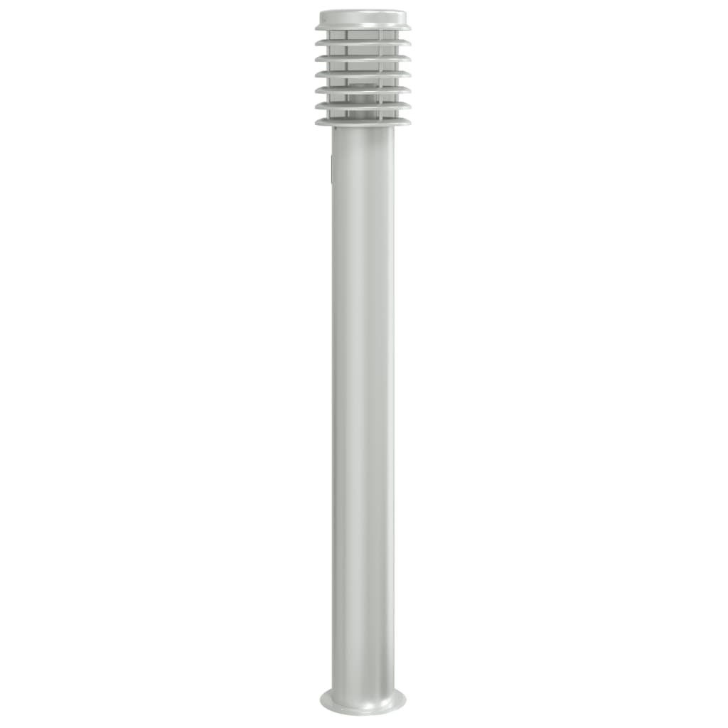 vidaXL Lampa ogrodowa na słupku, z gniazdkiem, srebrna, 110 cm, stal