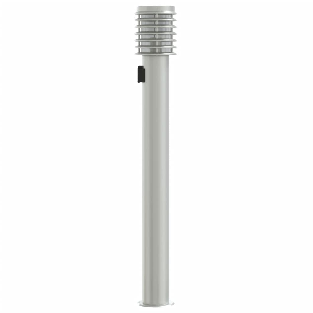 vidaXL Lampa ogrodowa na słupku, z gniazdkiem, srebrna, 110 cm, stal