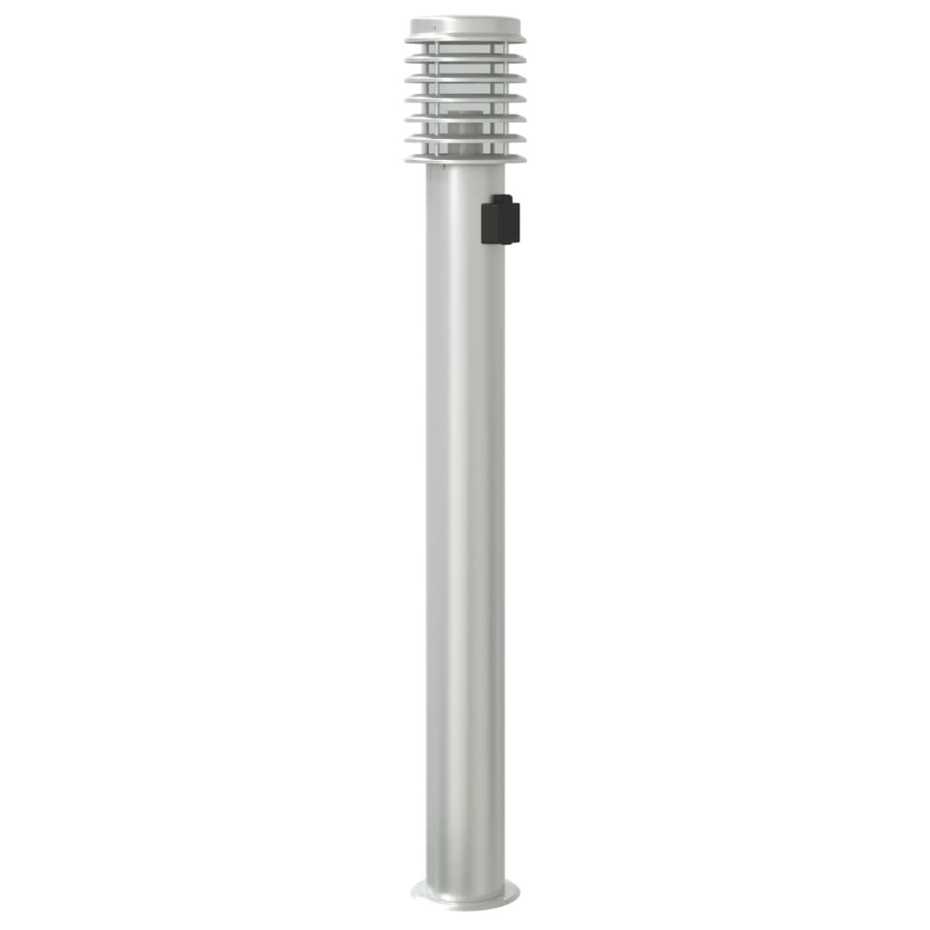 vidaXL Lampa ogrodowa na słupku, z gniazdkiem, srebrna, 110 cm, stal