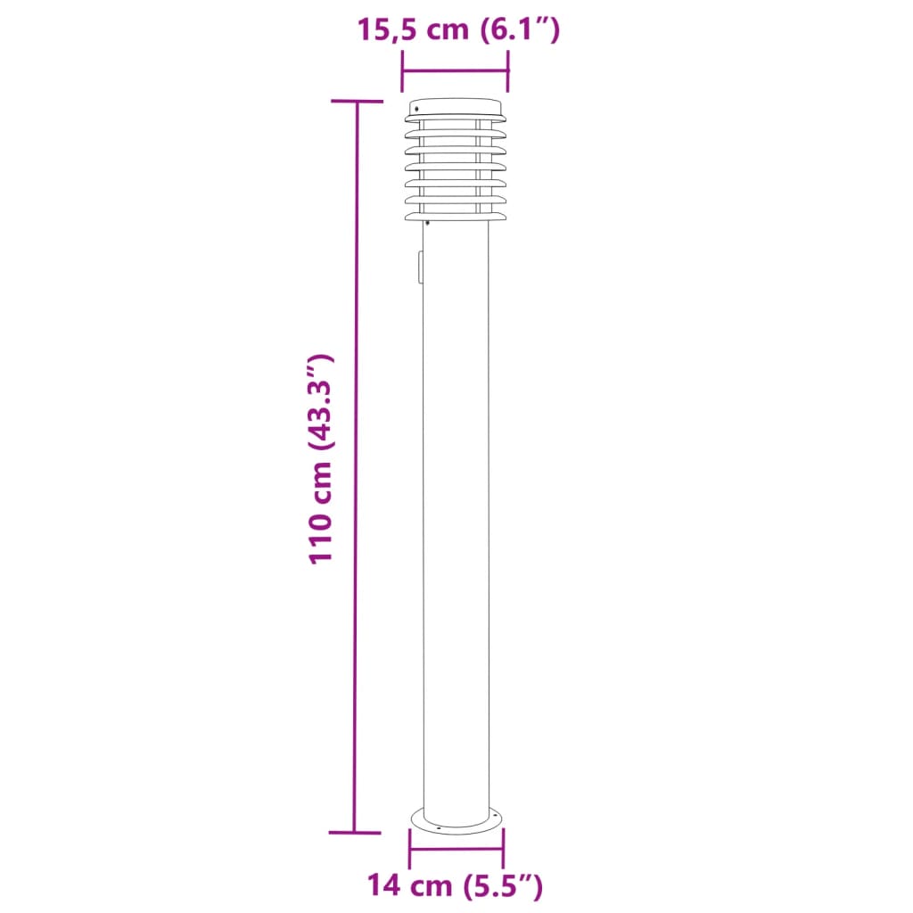 vidaXL Lampa ogrodowa na słupku, z gniazdkiem, srebrna, 110 cm, stal