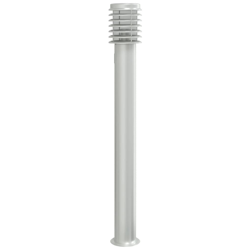 vidaXL Lampy ogrodowe na słupku, z gniazdkiem, 3 szt., srebrne, 110 cm