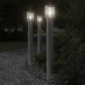 vidaXL Lampy ogrodowe na słupku, z gniazdkiem, 3 szt., srebrne, 110 cm