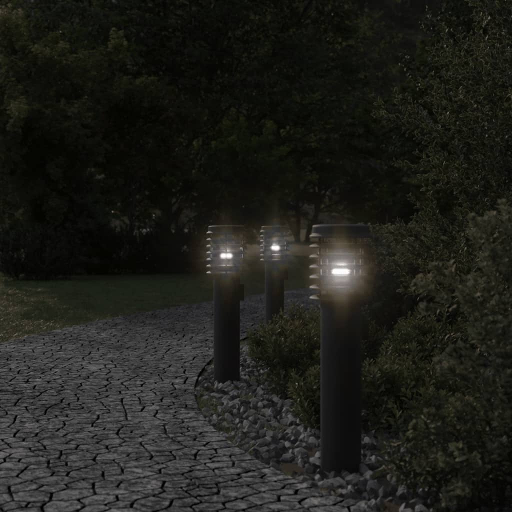 vidaXL Lampy ogrodowe na słupku, z gniazdkiem, 3 szt., czarne, 60 cm