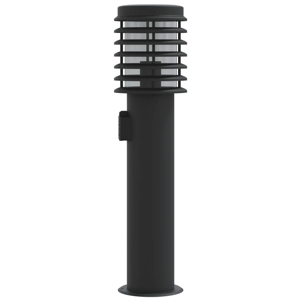 vidaXL Lampy ogrodowe na słupku, z gniazdkiem, 3 szt., czarne, 60 cm