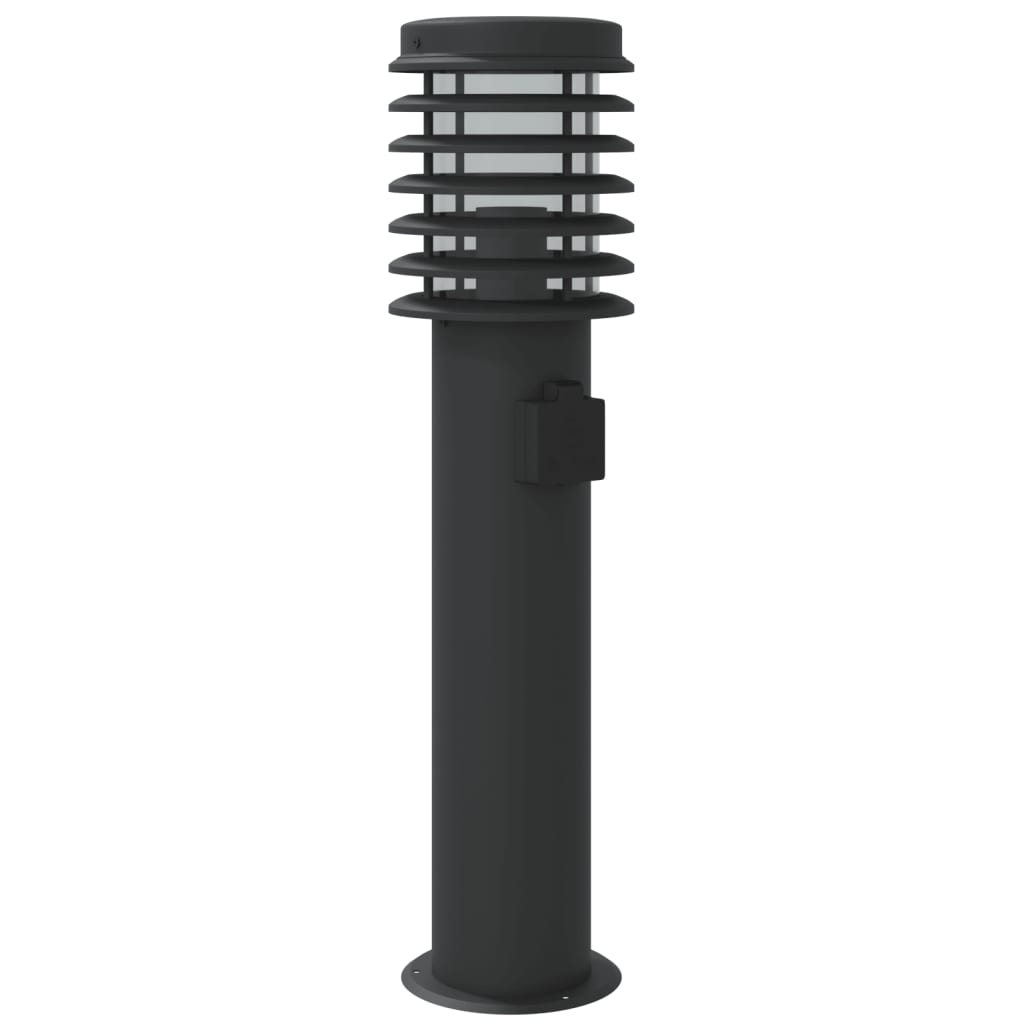 vidaXL Lampy ogrodowe na słupku, z gniazdkiem, 3 szt., czarne, 60 cm
