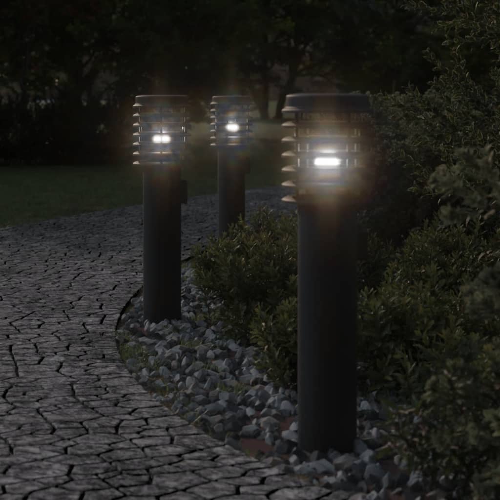vidaXL Lampy ogrodowe na słupku, z gniazdkiem, 3 szt., czarne, 60 cm