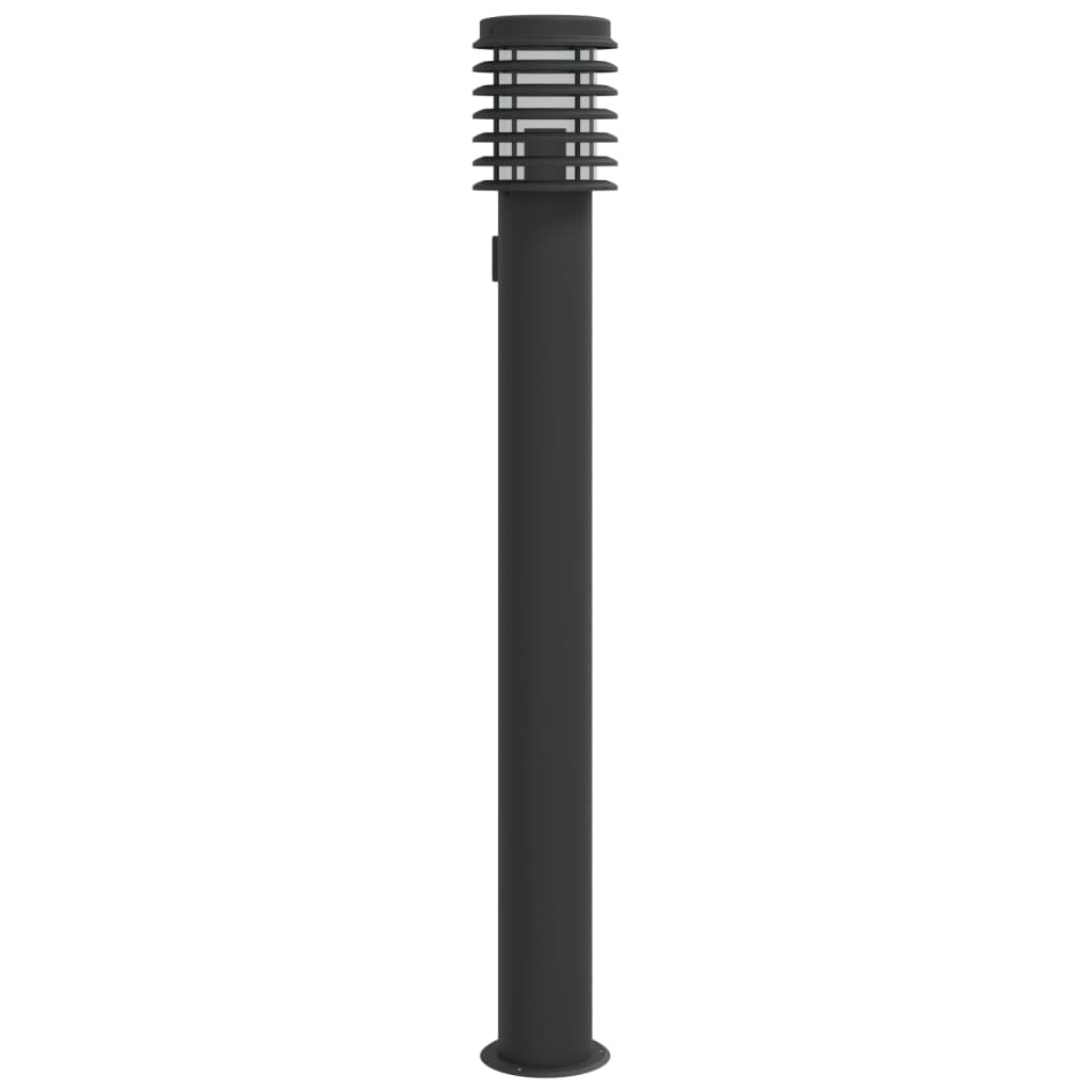 vidaXL Lampa ogrodowa słupek z gniazdkiem, czarna, 110 cm, stal