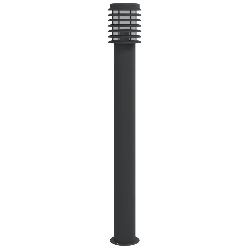 vidaXL Lampa ogrodowa słupek z gniazdkiem, czarna, 110 cm, stal