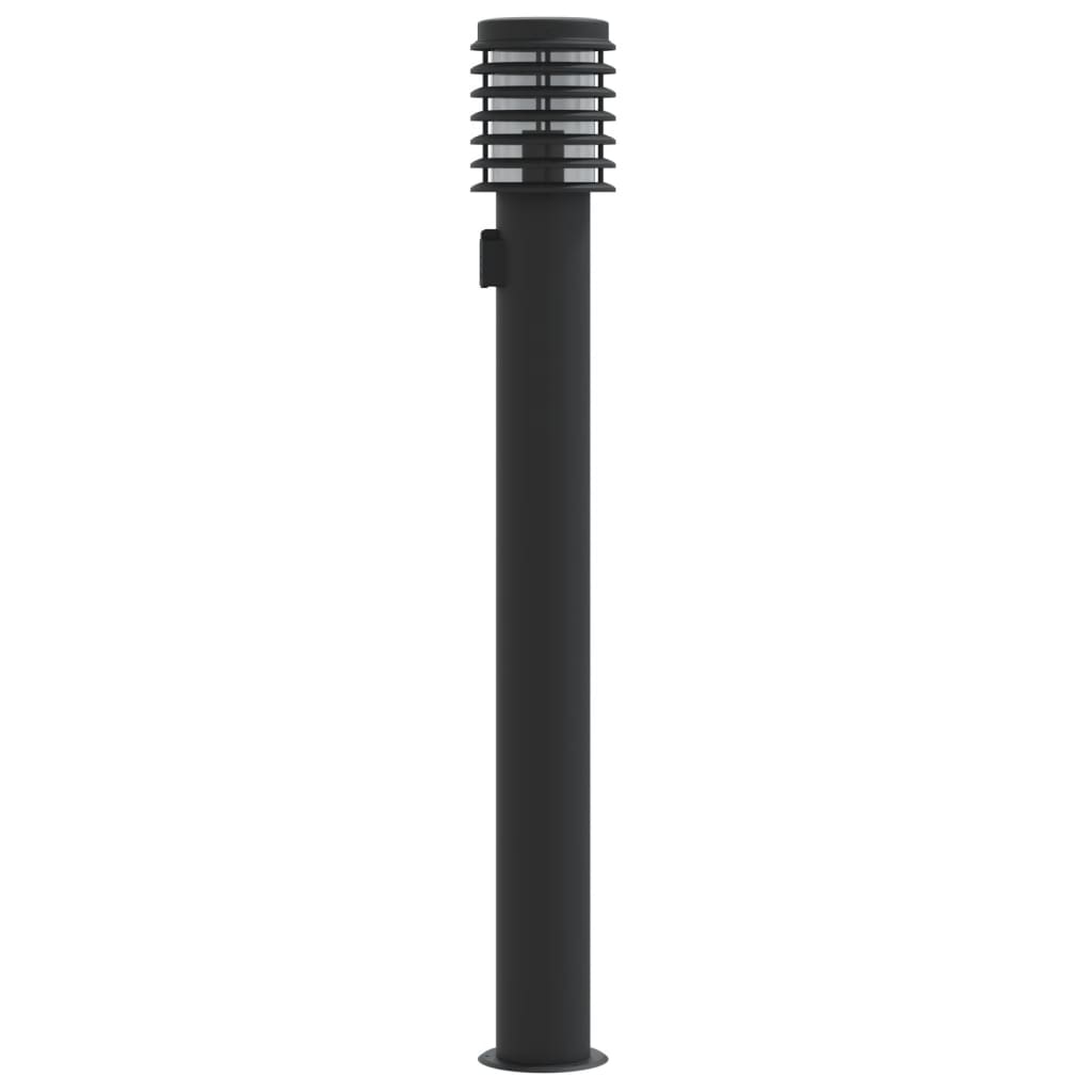 vidaXL Lampa ogrodowa słupek z gniazdkiem, czarna, 110 cm, stal