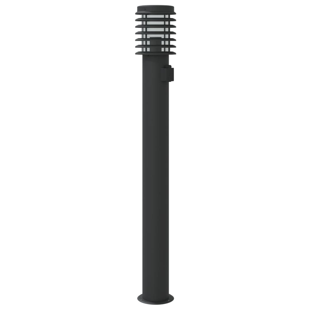 vidaXL Lampa ogrodowa słupek z gniazdkiem, czarna, 110 cm, stal