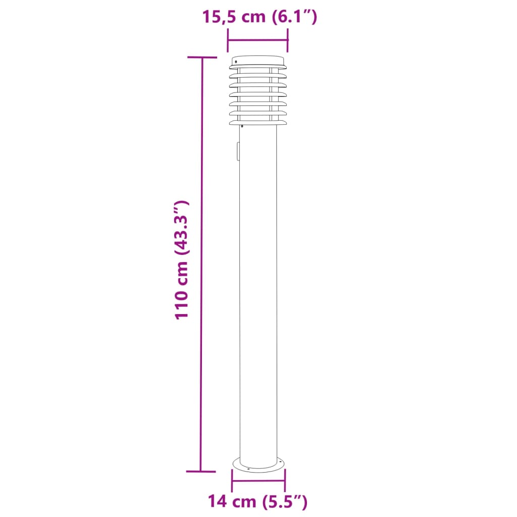 vidaXL Lampa ogrodowa słupek z gniazdkiem, czarna, 110 cm, stal