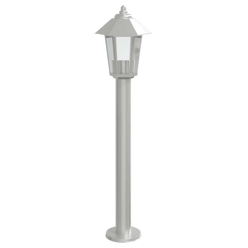 vidaXL Lampy ogrodowe na słupku, 3 szt., srebrne, 80 cm, stal