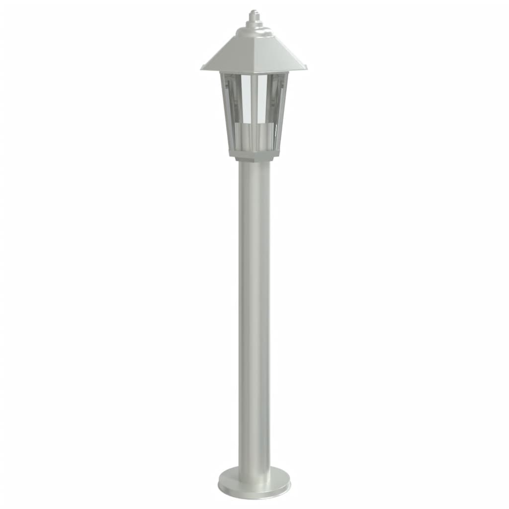 vidaXL Lampy ogrodowe na słupku, 3 szt., srebrne, 80 cm, stal