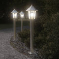vidaXL Lampy ogrodowe na słupku, 3 szt., srebrne, 80 cm, stal