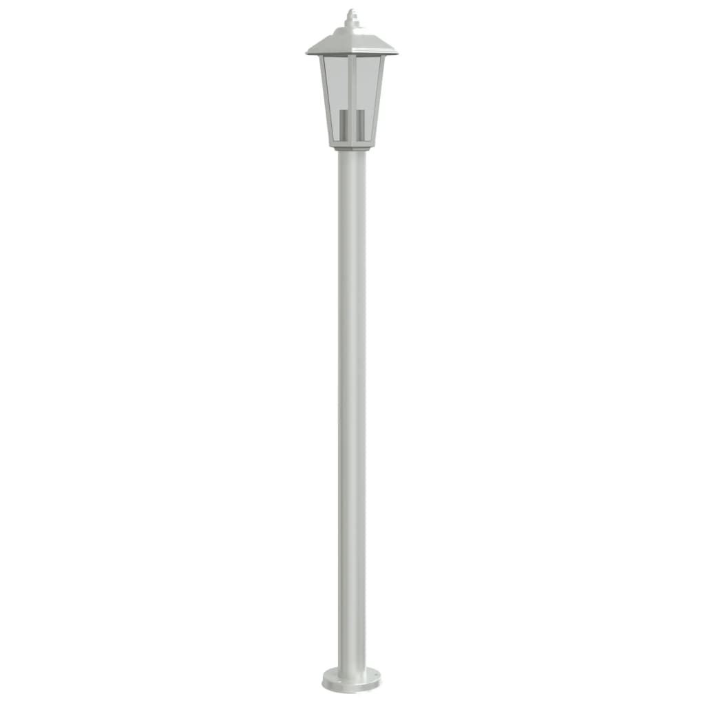 vidaXL Lampa ogrodowa na słupku, srebrna, 120 cm, stal nierdzewna