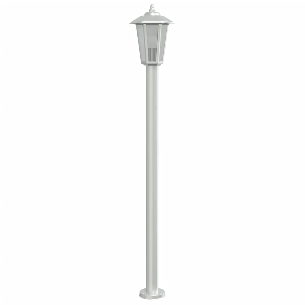vidaXL Lampa ogrodowa na słupku, srebrna, 120 cm, stal nierdzewna
