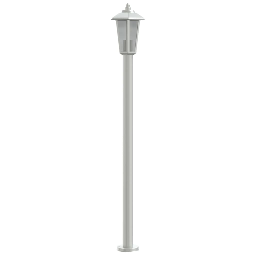 vidaXL Lampa ogrodowa na słupku, srebrna, 120 cm, stal nierdzewna