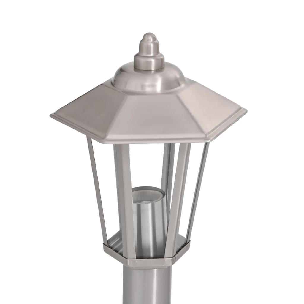 vidaXL Lampa ogrodowa na słupku, srebrna, 120 cm, stal nierdzewna
