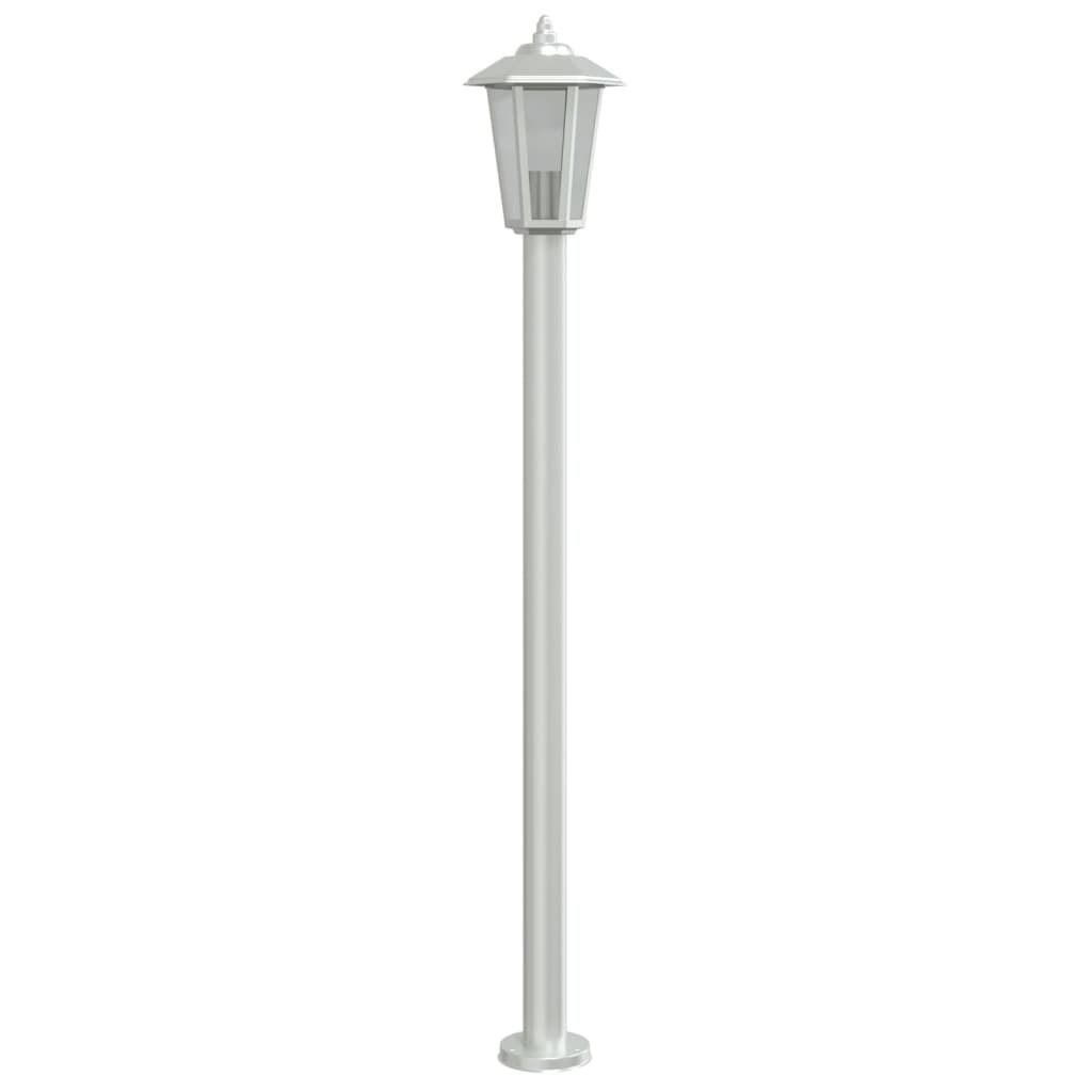 vidaXL Lampy ogrodowe na słupku, 3 szt., srebrne, 120 cm, stal