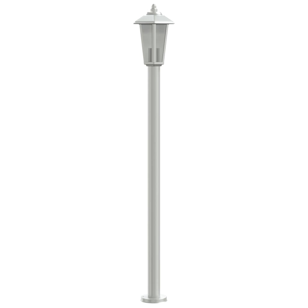 vidaXL Lampy ogrodowe na słupku, 3 szt., srebrne, 120 cm, stal