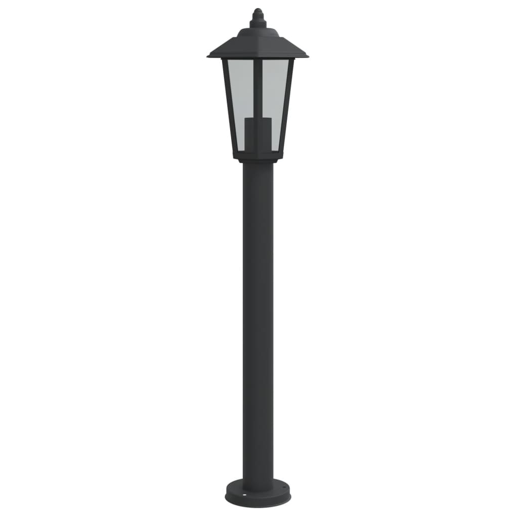 vidaXL Lampa ogrodowa na słupku, czarna, 80 cm, stal nierdzewna