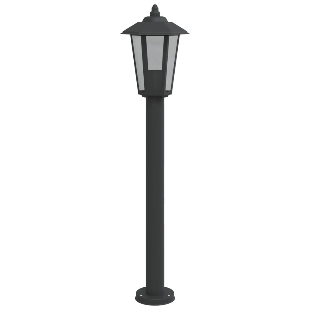 vidaXL Lampa ogrodowa na słupku, czarna, 80 cm, stal nierdzewna