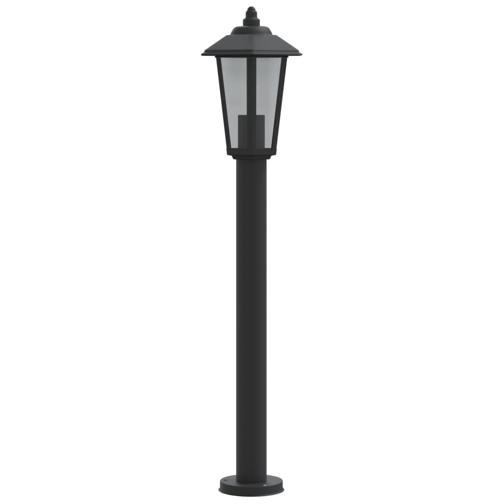 vidaXL Lampa ogrodowa na słupku, czarna, 80 cm, stal nierdzewna