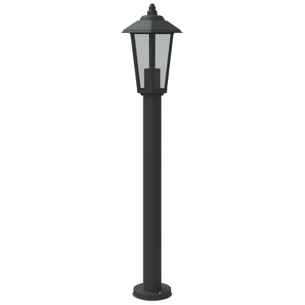 vidaXL Lampa ogrodowa na słupku, czarna, 80 cm, stal nierdzewna