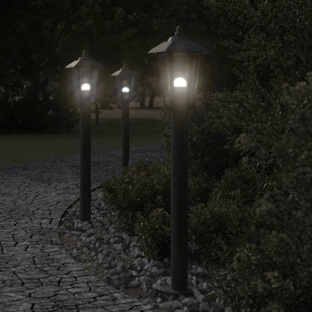 vidaXL Lampa ogrodowa na słupku, czarna, 80 cm, stal nierdzewna