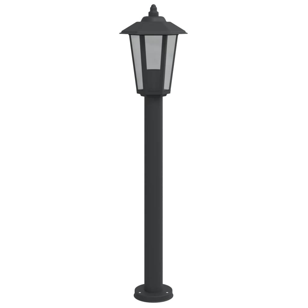 vidaXL Lampy ogrodowe na słupku, 3 szt, czarne, 80 cm, stal nierdzewna