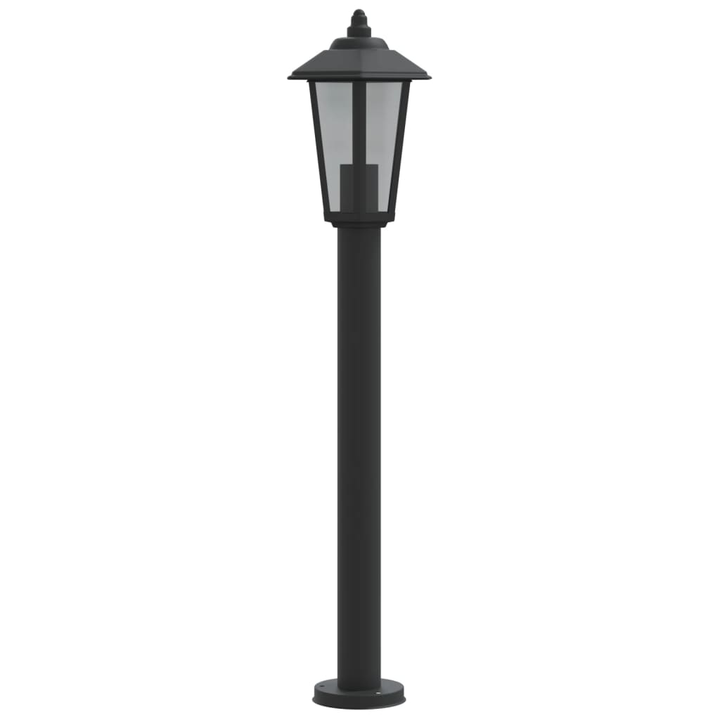 vidaXL Lampy ogrodowe na słupku, 3 szt, czarne, 80 cm, stal nierdzewna