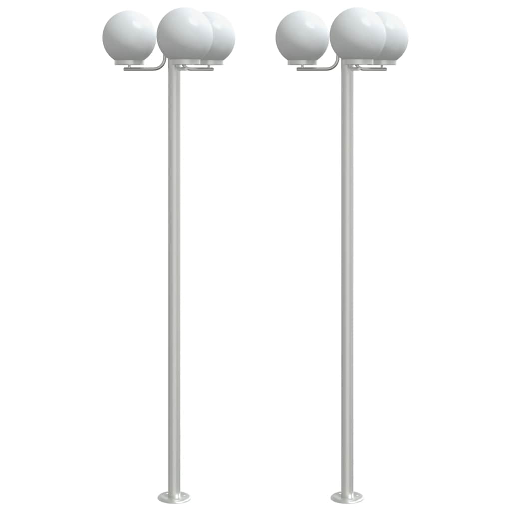 vidaXL Stojące lampy ogrodowe, 2 szt, srebrne, 215 cm, stal nierdzewna