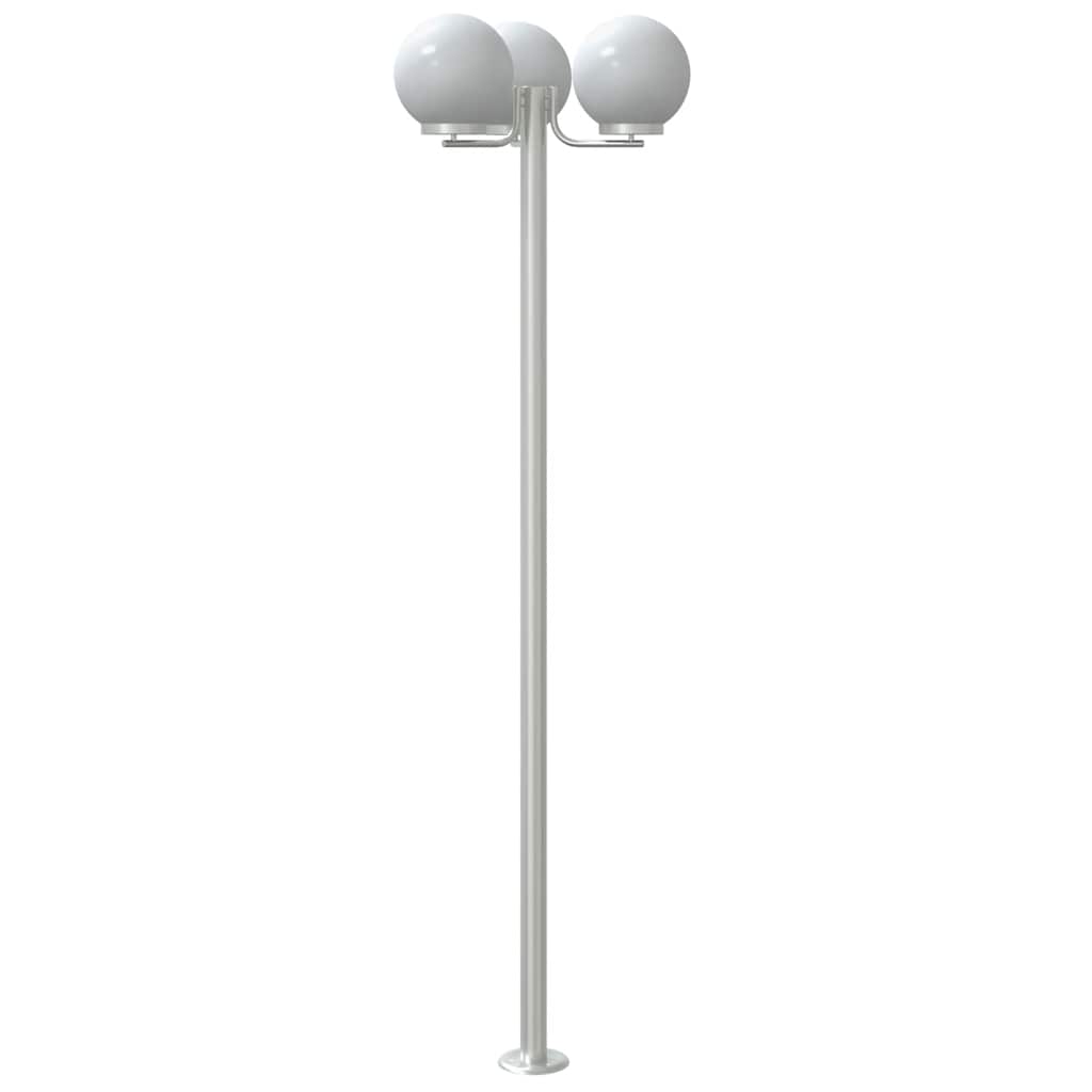 vidaXL Stojące lampy ogrodowe, 2 szt, srebrne, 215 cm, stal nierdzewna