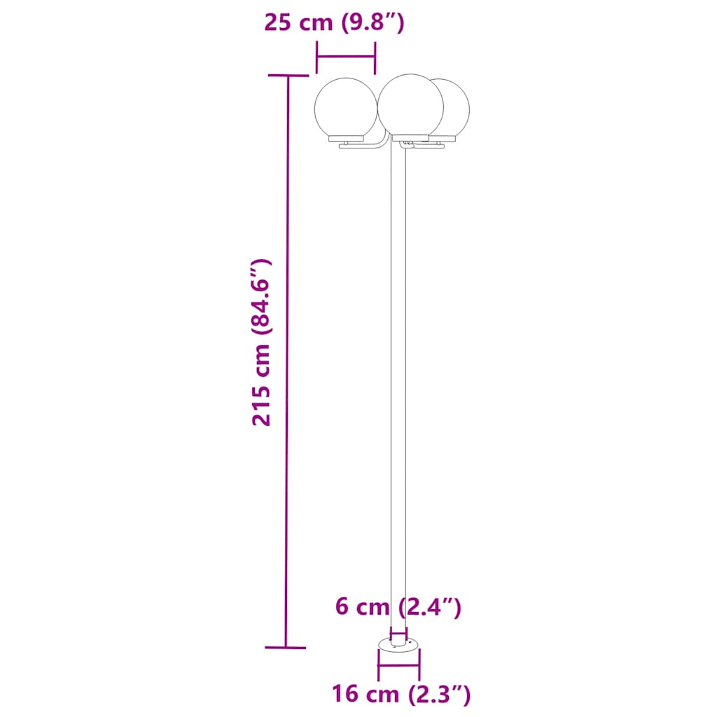vidaXL Stojące lampy ogrodowe, 2 szt, srebrne, 215 cm, stal nierdzewna