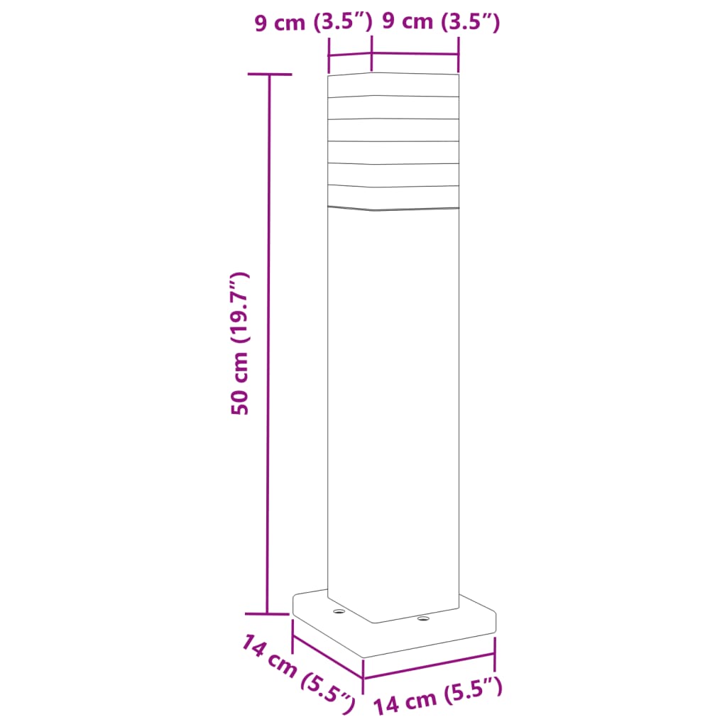 vidaXL Zewnętrzne lampy stojące, 3 szt., czarne, 50 cm, aluminium
