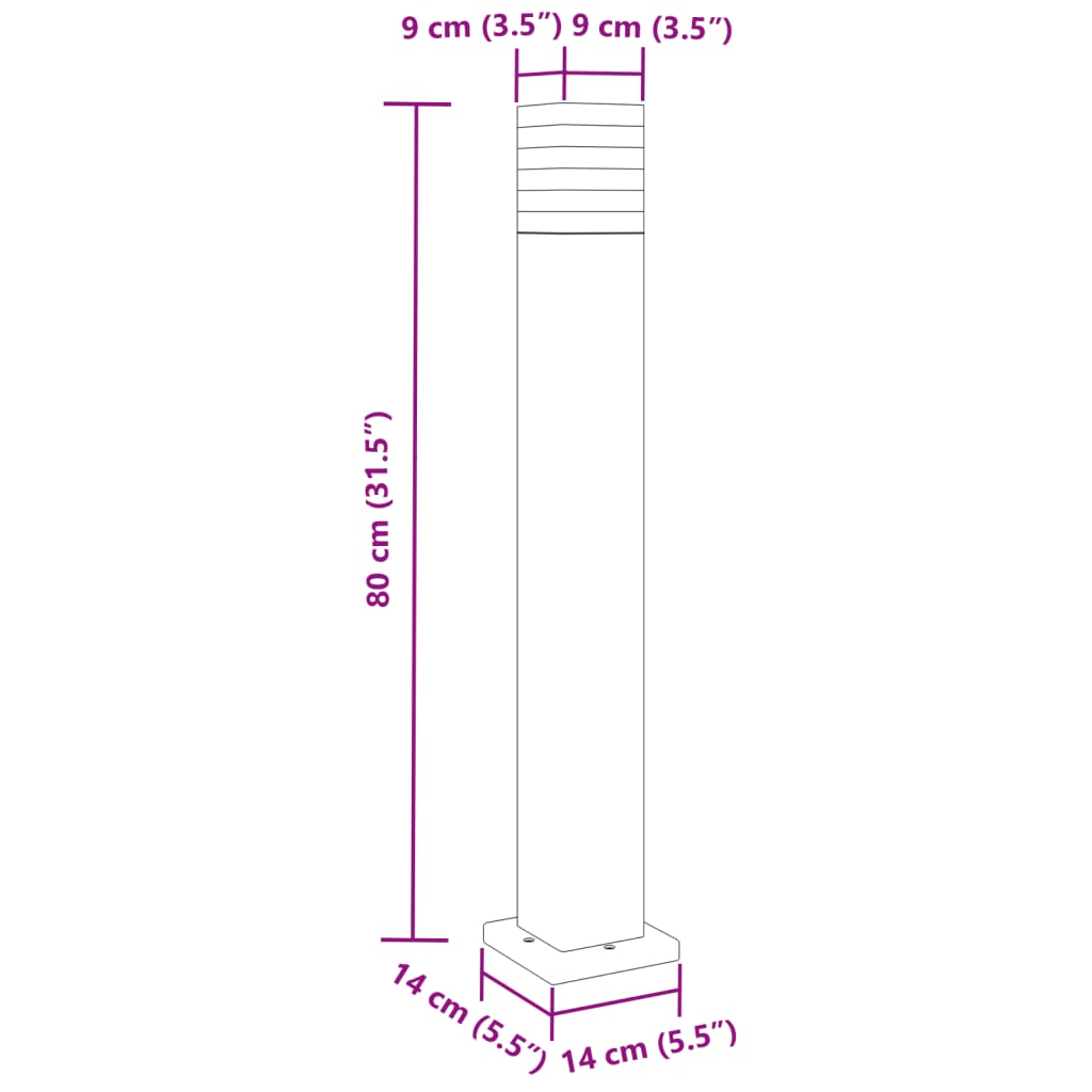 vidaXL Zewnętrzna lampa stojąca, czarna, 80 cm, aluminium
