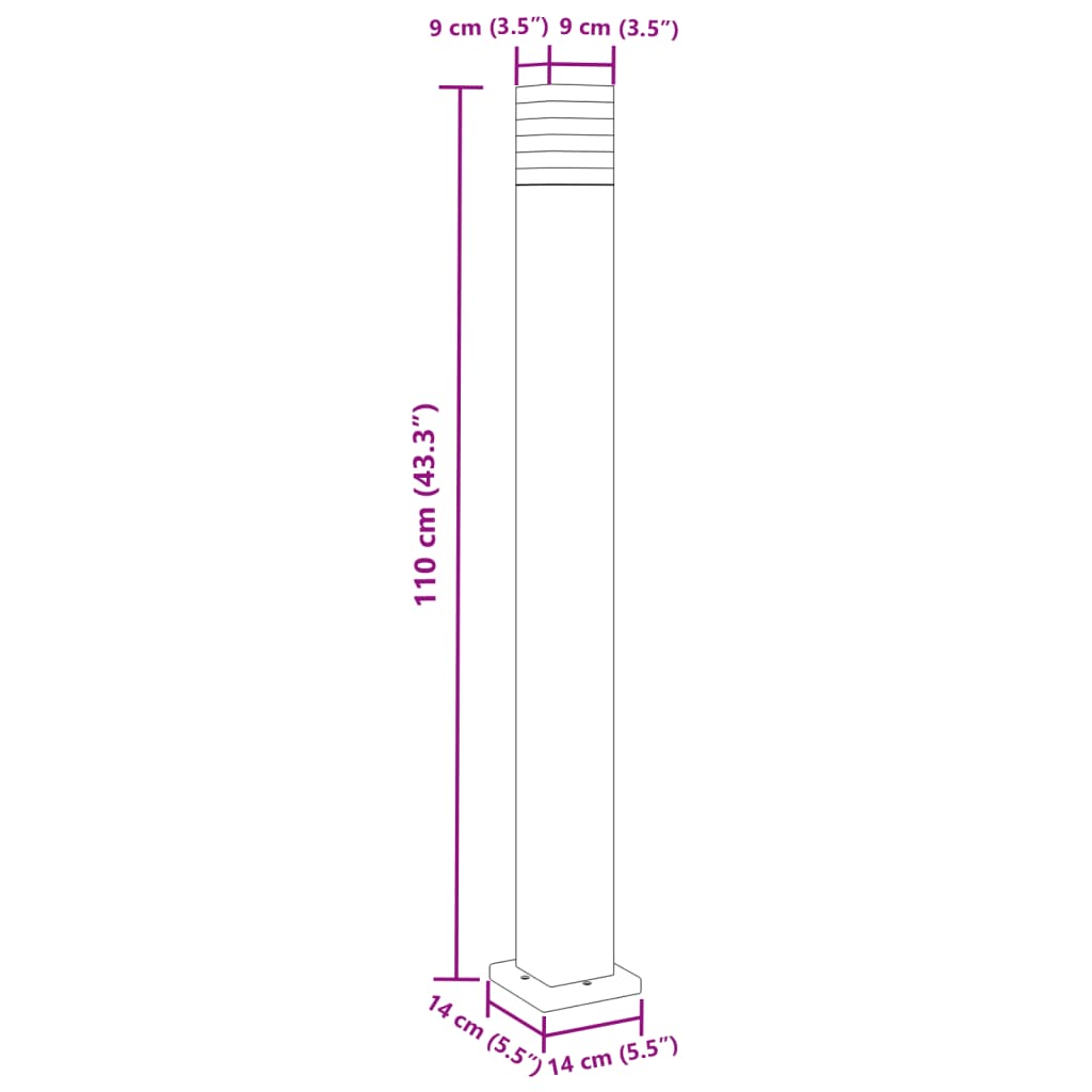 vidaXL Zewnętrzne lampy stojące, 3 szt., czarne, 110 cm, aluminium