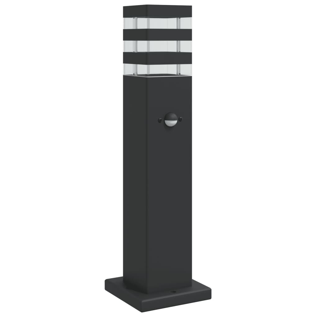 vidaXL Zewnętrzna lampa stojąca z czujnikiem, czarna, 50 cm, aluminium