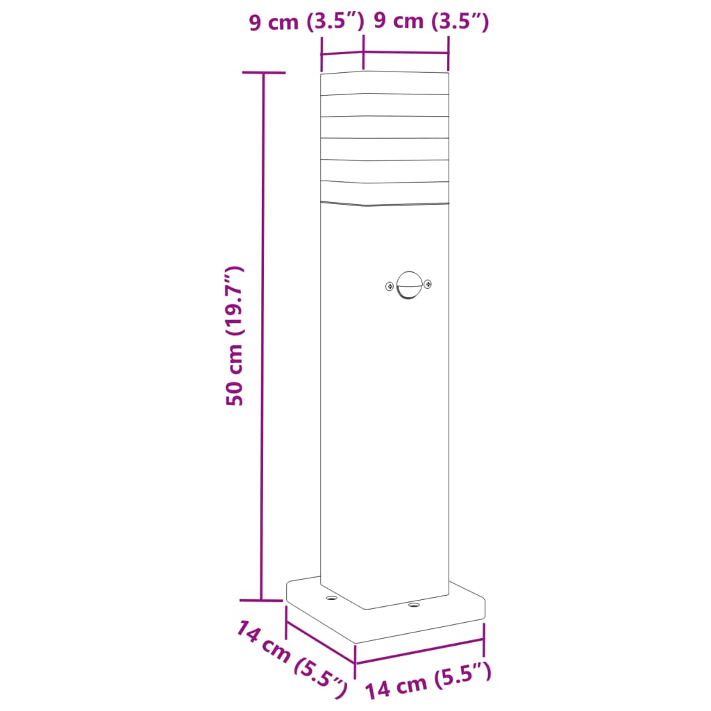 vidaXL Zewnętrzne lampy stojące, z czujnikami, 3 szt., czarne, 50 cm