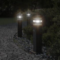 vidaXL Zewnętrzne lampy stojące, z czujnikami, 3 szt., czarne, 50 cm
