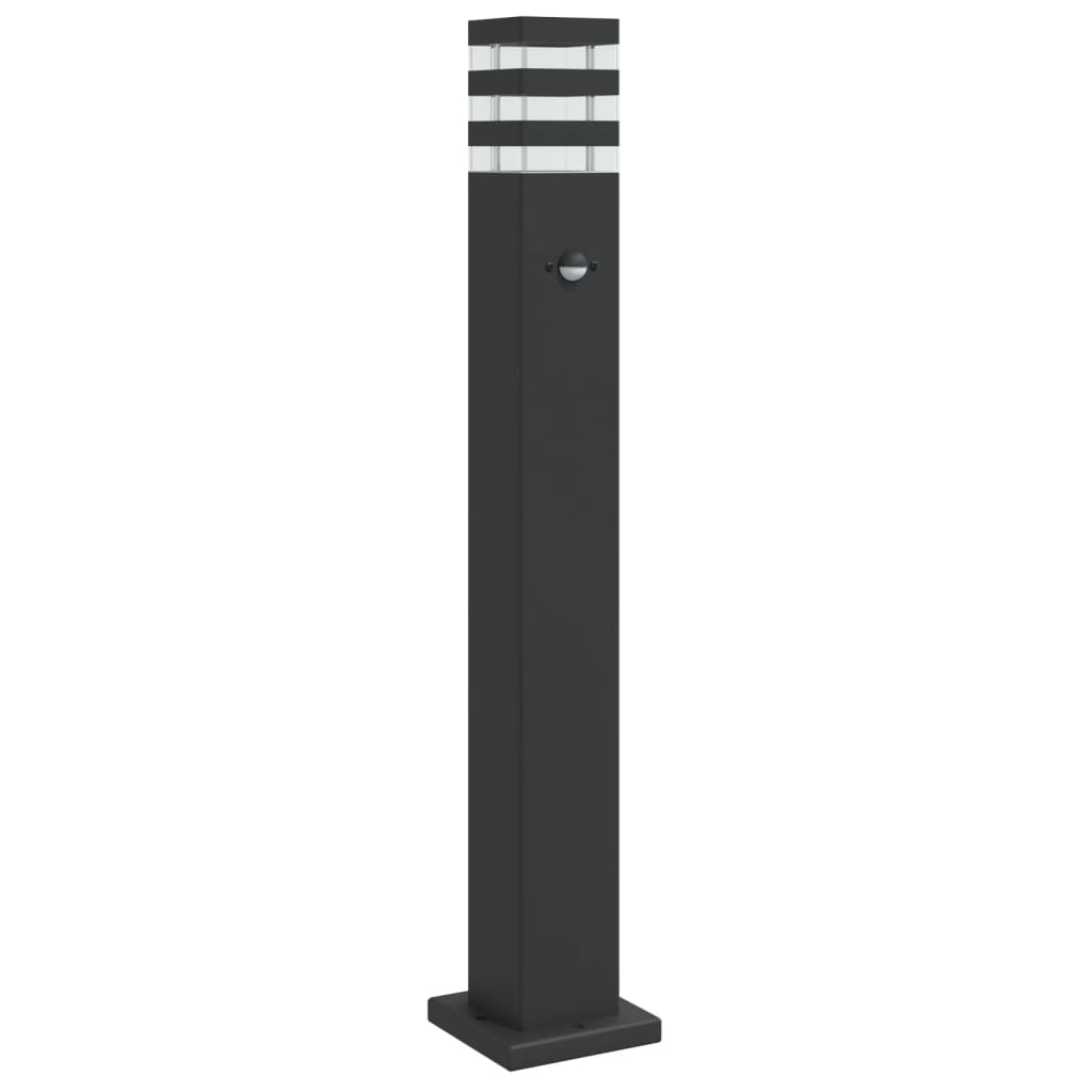 vidaXL Zewnętrzna lampa stojąca z czujnikiem, czarna, 80 cm, aluminium