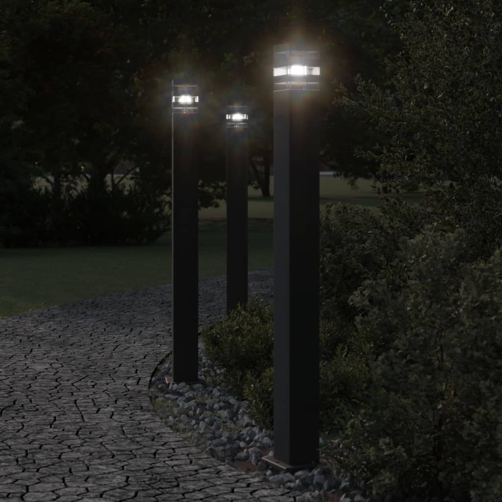 vidaXL Zewnętrzna lampa stojąca z czujnikiem, czarna, 110 cm