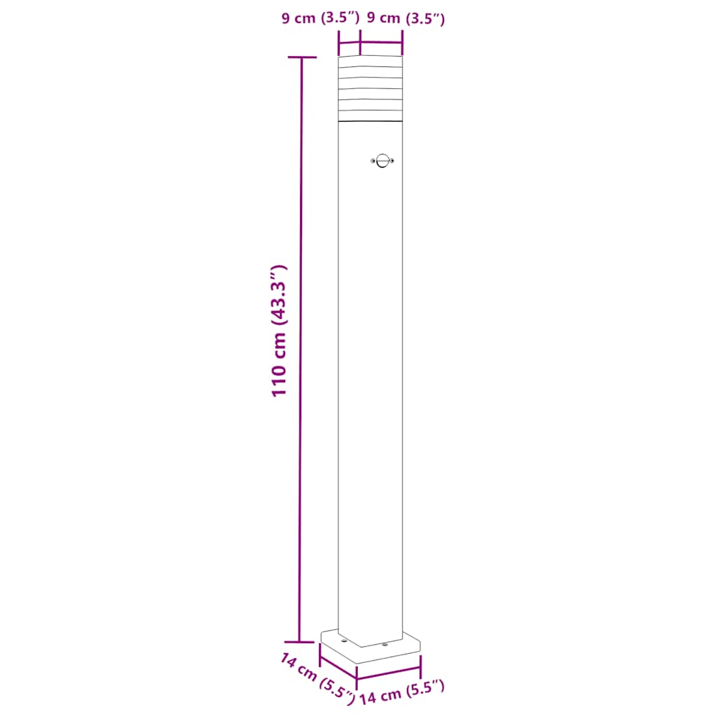 vidaXL Zewnętrzne lampy stojące, z czujnikami, 3 szt., czarne, 110 cm