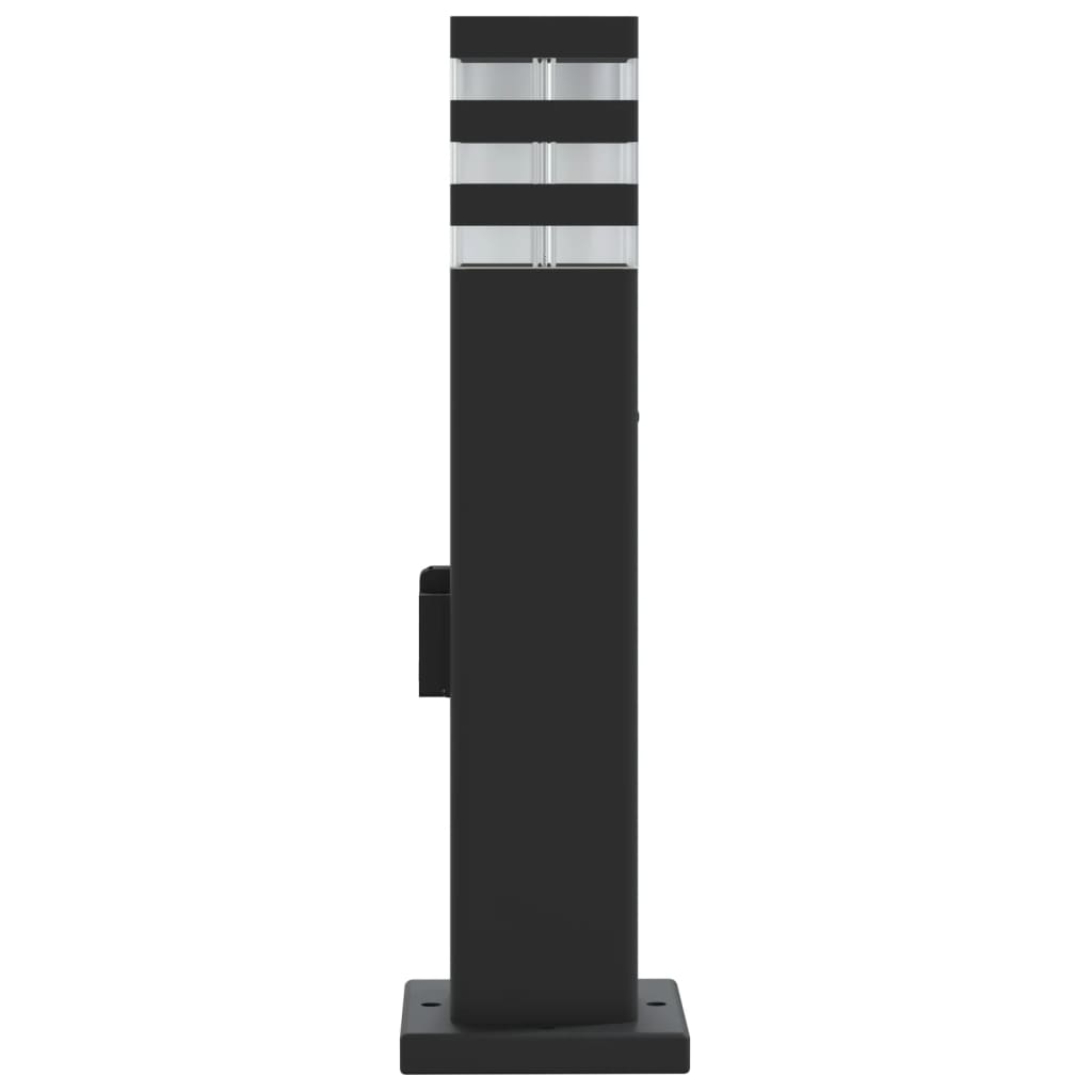 vidaXL Zewnętrzna lampa stojąca z gniazdkiem, czarna, 50 cm, aluminium