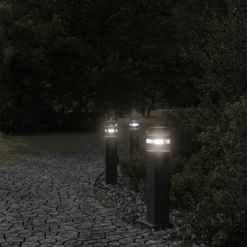 vidaXL Zewnętrzne lampy stojące, z gniazdkami, 3 szt., czarne, 50 cm